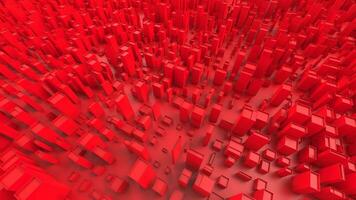 Red abstract city blocks and cubic forms photo