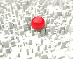 Abstract cubic forms - micro city - red ball photo