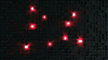 Abstract black cubic background - red cubes glowing hard photo