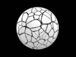 White sphere shattered into hundred pieces photo