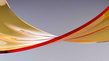 Abstract orange glass ribbon flow wave on gray background photo