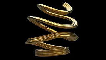 Abstract golden curve shape coiled - isolated on black background photo