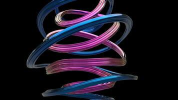 resumen metálico azul y brillante rosado curva formas - aislado en negro antecedentes foto