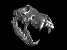 Metal wolf skull with jaws open photo