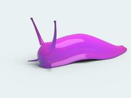 Glowing purple slug on light background - side view photo