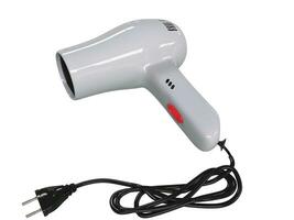 Compact white hairdryer isolated on white background photo