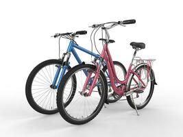 Boys and girls bicycles - pink and blue photo