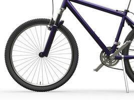 Purple mountain bike - front wheel shot photo