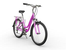 Pink bicycle - isolated on white background photo