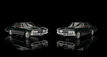 Two Classic Cars On Black Background photo