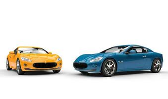 Yellow And Cyan Cars photo