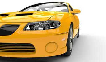 Yellow Race Car Headlights Closeup photo