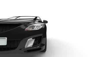 Black Powerful Car - extreme headlight closeup shot photo