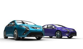 Blue and Purple Electric Cars photo