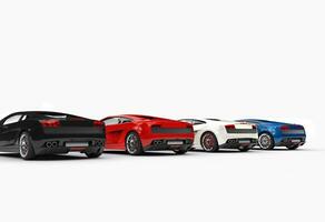 Row Of Supercars Back View photo