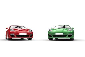 Red And Green Fast Cars Studio Shot photo