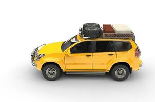 Big Yellow Modern SUV - top view photo