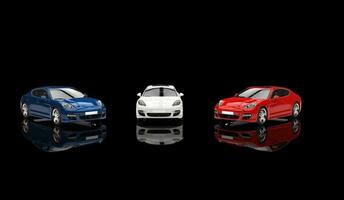 Three Cars On Black Background photo