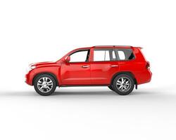 Red SUV isolated on white - side view photo