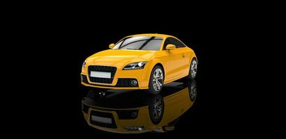 Yellow Car In Black Showroom photo