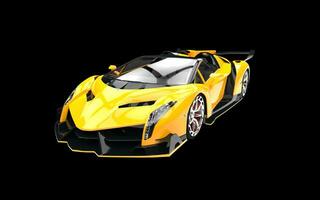 Yellow supercar on black background photo