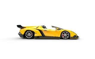 Yellow supercar on white background photo