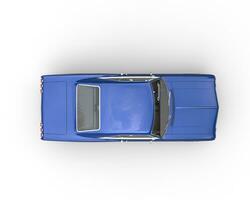 Blue muscle car - top view photo