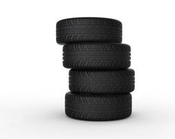 Stacked Tires - isolated on white background photo