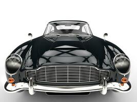 Black classic car - extreme front closeup photo