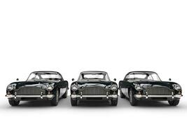 Row of awesome black vintage cars photo