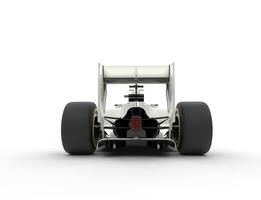 White formula one car - tail view - isolated on white background. photo