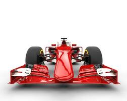 Red formula one car - front view - extreme closeup photo