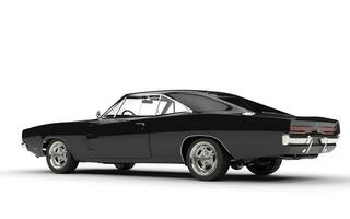 Awesome black vintage muscle car - studio shot - isolated on white background. photo