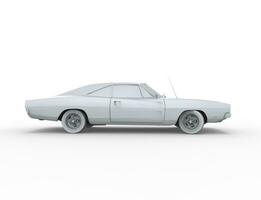 Clay model of the retro muscle car - side view - isolated on white background. photo