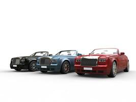 Luxury cars in a row - isolated on white background photo