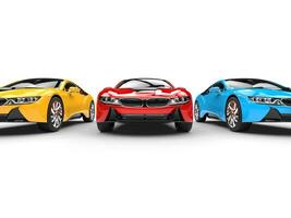 Sports cars - front view - studio shot - isolated on white background. photo