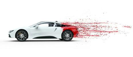 Really Fast White Sports Car - Paint Peeling Off photo