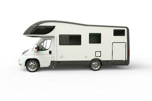 Big white camper van - side view - isolated on white background photo