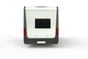 Big white camper van - back view - isolated on white background photo