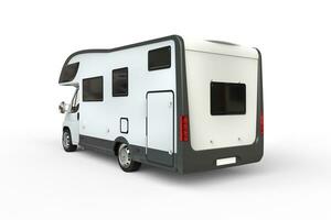 White camper vehicle - rear view - isolated on white background photo