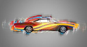 Colorful vintage muscle car - Abstract 3D Illustration photo