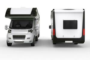 Big camper van - front and back shot - isolated on white background photo