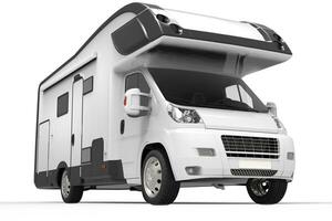 Big white and black camper vehicle photo