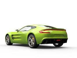 Bright green sports car - back view - isolated on white background photo