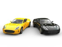 Modern black and yellow sportscars - side by side photo