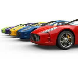 Row of awesome looking sports cars - closeup shot photo