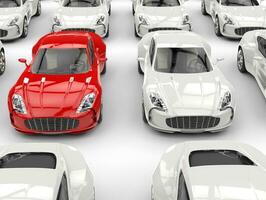 Red and white sports cars - studio shot photo