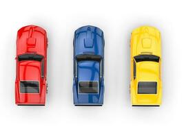 Muscle cars - top view - primary colors photo