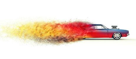 Colorful vintage muscle car - disintegration effect photo
