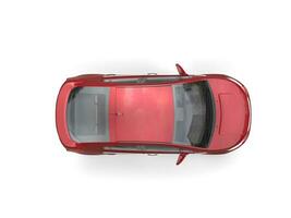 Metallic red electric modern car - top view photo